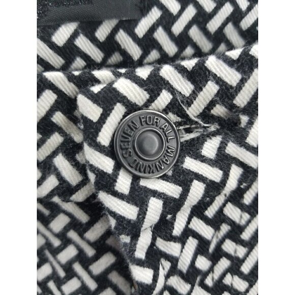 7 For All Mankind Black White Grid Pattern Ankle Skinny Size 30 - Picture 3 of 10